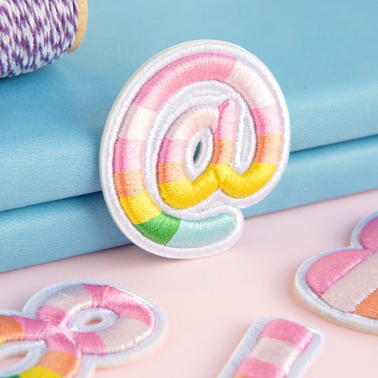 2" Pastel Rainbow Stripes Number Iron-On & Adhesive Patch by Make Market